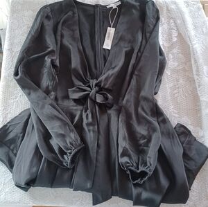 NEW WITH TAGS BALTIC BORN 100% POLYESTER WOODBURY SATIN MINI-DRESS BLACK XL